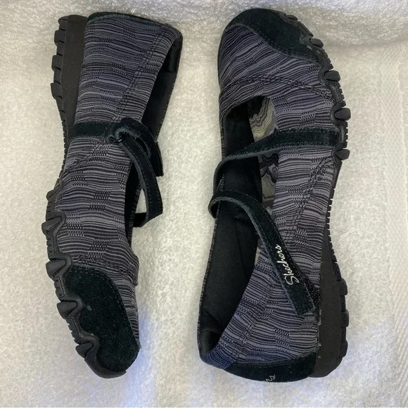 Skechers Bikers Ripples Mary Jane Shoes Womens Size 6 Textured Black 49343 EUC - Picture 5 of 13
